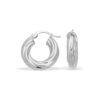 14k White Gold Fancy Twist Hoop Earrings