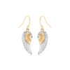 Two-Tone Wing Drop Earrings in 10K Gold