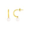 14k Yellow Gold Half Hoop Earrings with Pearls