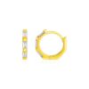 14k Yellow Gold Petite Octagonal Hoop Earrings with Cubic Zirconias