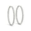 Oval Shape Two Sided Diamond Hoop Earrings in 14k White Gold (2 cttw)