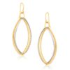 14k Two Tone Gold Textured Triple Oval Shape Drop Earrings
