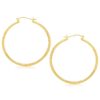 14k Yellow Gold Fancy Diamond Cut Extra Large Hoop Earrings (2x45mm)