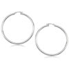 14k White Gold Polished Hoop Earrings (3x50mm)