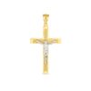 14k Two Tone Gold High Polish Diamond Cut Cross Pendant