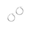 14k White Gold Polished Hoop Earrings (3x20mm)