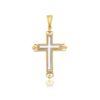 14k Two-Tone Gold Cross Pendant with an Ornate Budded Style