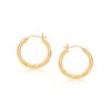 14k Yellow Gold Hoop Earring with Diamond-Cut Finish(3x25mm)