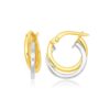 14k Two Tone Gold Earrings in Double Round Hoop Style