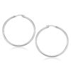 14k White Gold Polished Hoop Earrings (2x40mm)