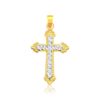 14k Two Tone Gold Diamond Cut Cross Pendant