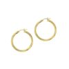 14k Yellow Gold Polished Hoop Earrings (3x30mm)