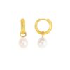 14k Yellow Gold Small Hoop Earrings with Pearls