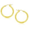 14k Yellow Gold Diamond Cut Hoop Earrings (3x25mm)