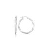 Sterling Silver Polished Spiral Motif Hoop Earrings(3x25mm)