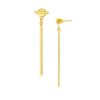 14k Yellow Gold Modern Disc and Bar Drop Earrings