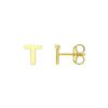 14K Yellow Gold Yours Truly Initial T Stud Earrings