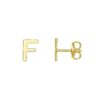 14K Yellow Gold Yours Truly Initial F Stud Earrings