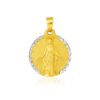 14k Two Tone Gold Round Religious Medal Pendant