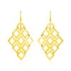 14k Yellow Gold Earrings with Polished Open Diamond Motifs