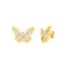 Checkered Butterfly Earrings in 14K Yellow Gold