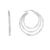 Sterling Silver Rhodium Plated Multi Row Bamboo Hoop Earrings