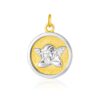 14k Two Tone Gold Round Angel Medal Pendant