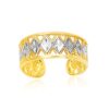 14k Two-Tone Gold Cuff Type Cut-Out Toe Ring with Diamond Design