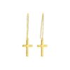 14k Yellow Gold Dangle Cross Earrings