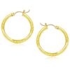 10k Yellow Gold Diamond Cut Hoop Earrings (3x25mm)