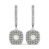 14k White Gold Double Halo Cushion Outer Shaped Diamond  Earrings (3/4 cttw)