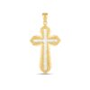 14k Two Tone Gold High Polish Diamond Cut Cross Pendant