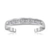 Sterling Silver Rhodium Finished Toe Ring with White Tone Cubic Zirconia Accents