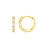 14k Yellow Gold Petite Hoop Earrings with Baguette Cubic Zirconias