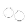 Sterling Silver Rhodium Plated Polished Motif Hoop Earrings (3x35mm)