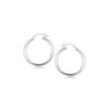 Sterling Silver Rhodium Plated Polished Look Hoop Earrings (3x25mm)