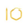 14k Yellow Gold Shiny Hexagon Hoop Earrings