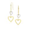 10k Two-Tone Gold Cutout Heart Chain Dangling Earrings