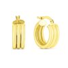 14K Yellow Gold Small Triple Row Round Hoop Earrings (10.00 mm)