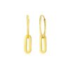 14k Yellow Gold Huggie Style Hoop Earrings with Paperclip Link Drops