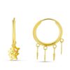 14K Yellow Gold Endless Star Charm Huggie Hoop Earrings