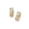 14K Two Tone Gold Center Huggie Earrings
