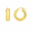 14k Yellow Gold Medium Puffy Hoops