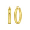 14K Yellow Gold Sparkle Spring Hoop Earrings