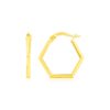 14K Yellow Gold Hexagon Shaped Hoop Earrings