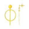 14K Yellow Gold Polished Circle and Bar Earrings