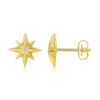 14K Yellow Gold High Polish North Star Diamond Earrings