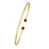 14K Yellow Gold Garnet Open Cuff Bangle (2.00 mm)