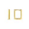 14k Yellow Gold Rectangle Huggie Hoops