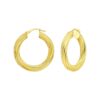 14K Yellow Gold Full Twist Medium Hoop Earrings